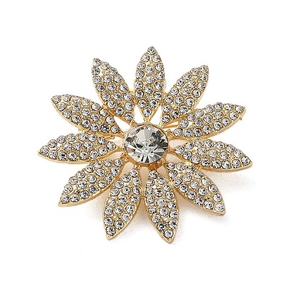 Flower Rhinestone Brooch LS-JEWB-G040-08G-01-1