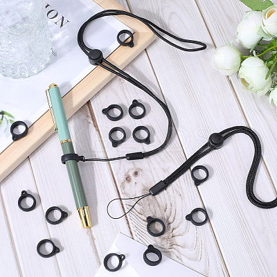 36Pcs Silicone Rings with 6Pcs Polyester Necklace Lanyard Anti-Loss Pendant Holder DIY-GF0008-08C-1