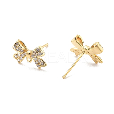 Brass Clear Cubic Zirconia Stud Earring Findings KK-A238-02A-G-1