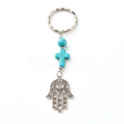 Synthetic Turquoise beads Keychain KEYC-JKC00267-02-1