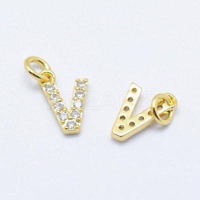 Brass Micro Pave Grade AAA Cubic Zirconia Charms ZIRC-P067-11G-V-NR-1
