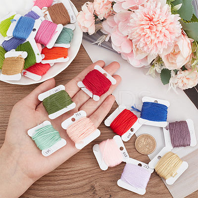 24 Cards 24 Colors 6-Ply Polyester Embroidery Floss OCOR-PH0002-04A-1