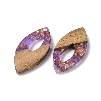 Transparent Resin & Walnut Wood Pendants RESI-N025-047A-03-1
