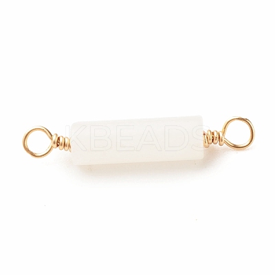 Natural White Jade Connector Charms PALLOY-JF01454-07-1
