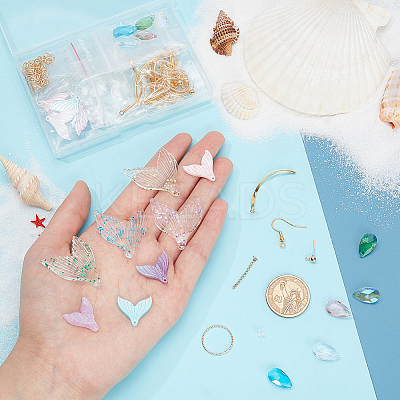 DIY Resin Mermaid Tail Shape Earring Making Kits DIY-PH0010-66-1