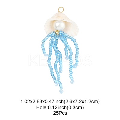 Natural Shell & Glass Pearl Big Pendants PALLOY-FS00032-1