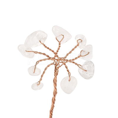 Natural Quartz Crystal  Chips Tree of Life Decorations DJEW-P022-01B-03-1