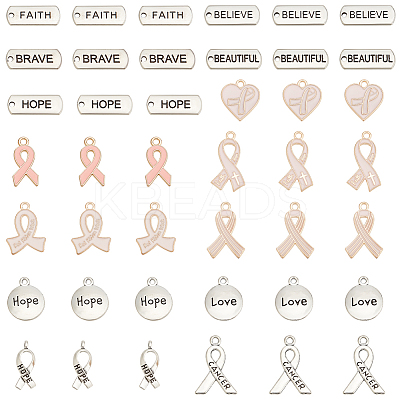 140pcs 14 style Awareness Ribbon Theme Zinc Alloy Pendants FIND-PH0018-24-1