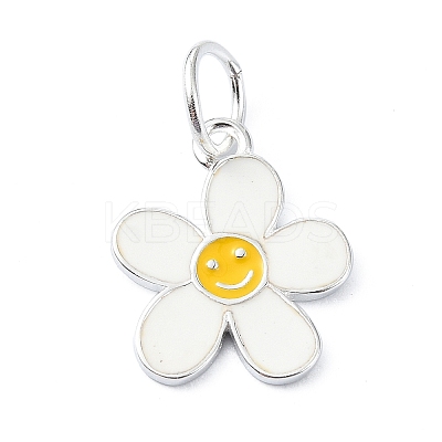 925 Sterling Silver Enamel Smiling Face Flower Charms STER-M119-06E-S-1