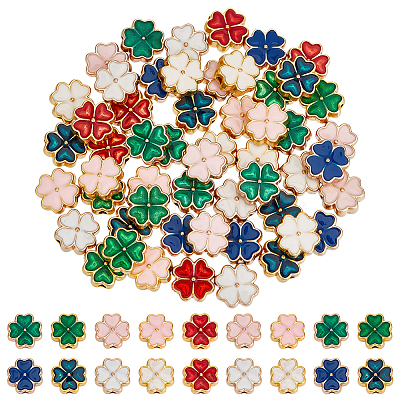 63Pcs 9 Colors Alloy Enamel Beads FIND-PH0026-74-1