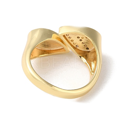 Rack Plating Brass Micro Pave Cubic Zirconia Open Cuff Rings RJEW-M158-02G-1