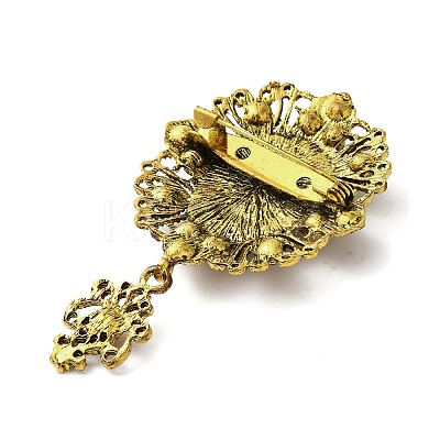 Retro Alloy Rhinestone Oval Brooch LS-JEWB-B022-01AG-01-1