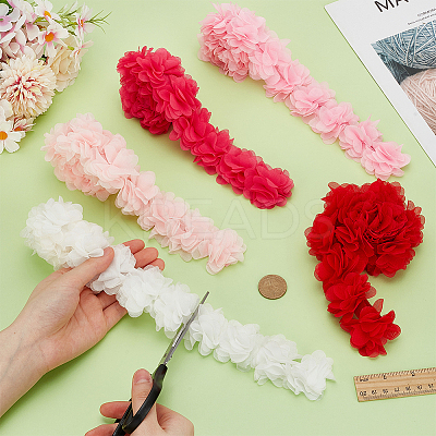 5 Yards 5 Colors Polyester Chiffon Lace Trim SRIB-BC0001-29-1