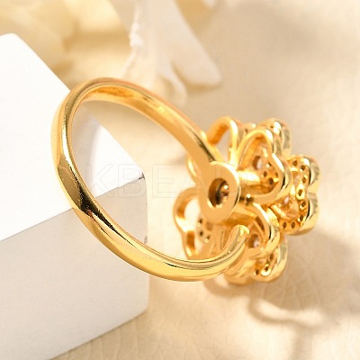 Flower Rotatable Finger Ring for Women RJEW-U035-01G-06-1
