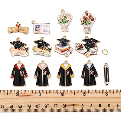 24Pcs 12 Styles Graduation Season Alloy Enamel Pendants ENAM-FP0001-79-1