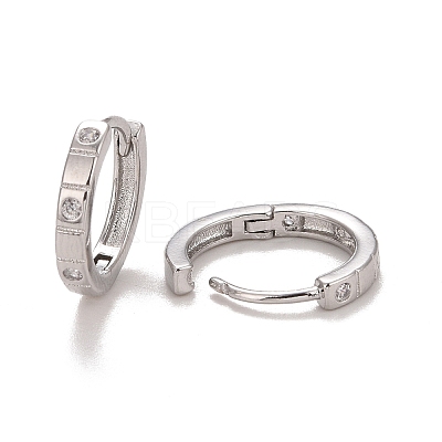 Clear Cubic Zirconia Hoop Earrings EJEW-E262-01P-1