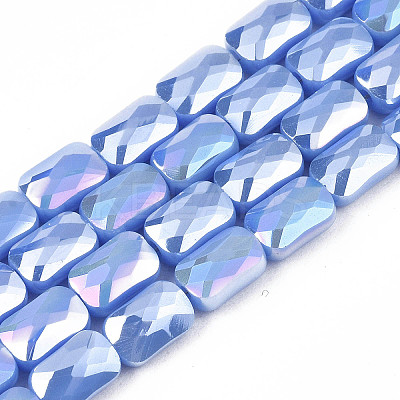 Electroplate Opaque Solid Color Glass Beads Strands X-EGLA-N002-25-A05-1