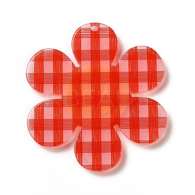 Tartan Pattern Acrylic Big Pendants OACR-B008-B04-1