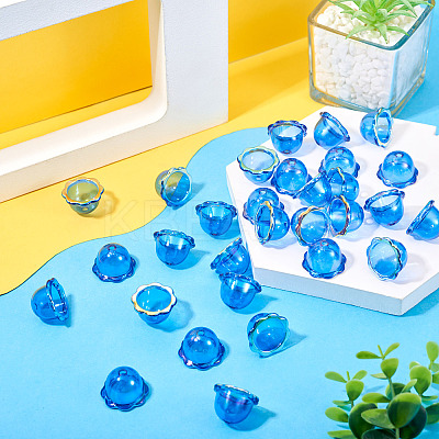 30Pcs UV Plating Acrylic Bead Caps PACR-TA0001-17F-1