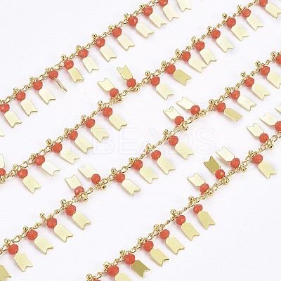 3.28 Feet Handmade Glass Beaded Chains X-CHC-I029-06C-1
