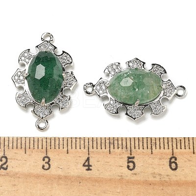 Natural Green Strawberry Quartz Faceted Oval Connector Charms G-G181-06P-02-1