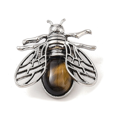 Natural Tiger Eye Brooch G-A226-04AS-10-1