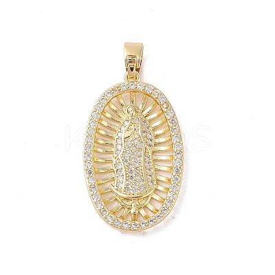 Brass Clear Cubic Zirconia Pendants KK-Z050-20G-1