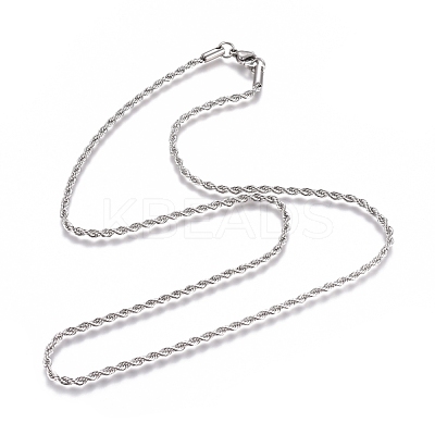 Non-Tarnish Unisex 304 Stainless Steel Rope Chain Necklaces STAS-D0002-33P-1