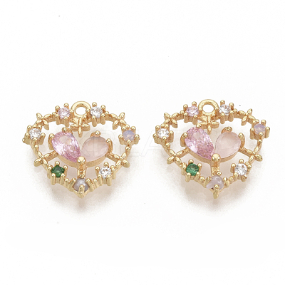 Brass Cubic Zirconia Pendants KK-T050-03G-02-NF-1