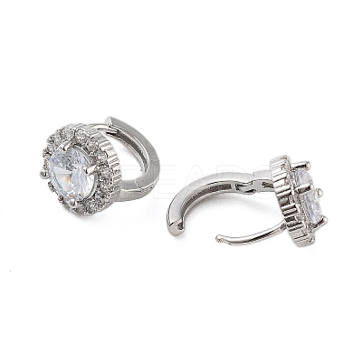Rack Plating Flat Round Brass Hoop Earrings EJEW-N055-35P-RS-1