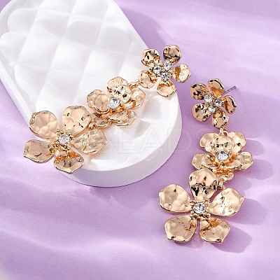 Flower Zinc Alloy Dangle Stud Earrings EJEW-Z107-02G-1