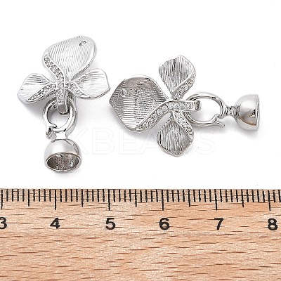 Brass Micro Pave Clear Cubic Zirconia Fold Over Clasps KK-Z080-05P-1