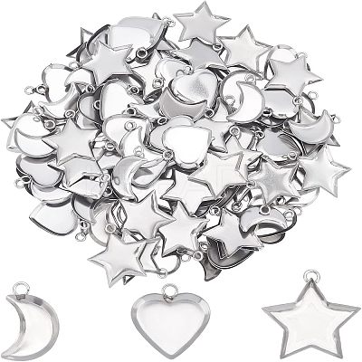 120Pcs 3 Styles 304 Stainless Steel Pendant Cabochon Settings STAS-UN0020-85P-1