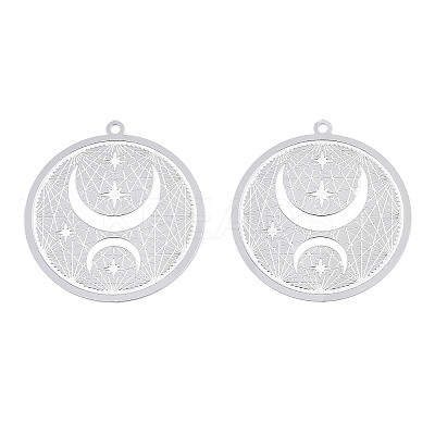 Non-Tarnish 304 Stainless Steel Filigree Pendants X-STAS-S118-054-1