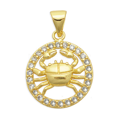 Brass Micro Pave Clear Cubic Zirconia Pendants KK-N241-LA823-5-NR-1