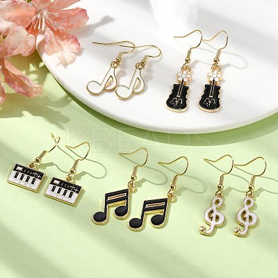 Golden Alloy Enamel Dangle Earrings for Women EJEW-JE05657-1