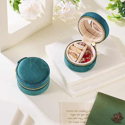 Portable Travel Round Velvet Jewelry Set Storage Zipper Boxes CON-TAC0001-11A-1