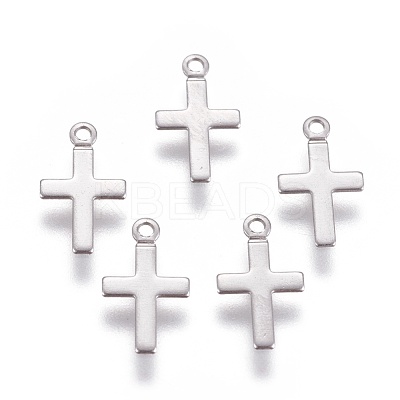 Tarnish Resistant 316 Surgical Stainless Steel Tiny Cross Charms STAS-E470-02P-1