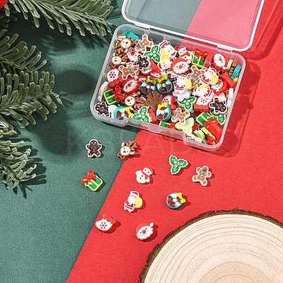 100Pcs 10 Styles Christmas Luminous Resin Cabochons RESI-FS0002-40-1