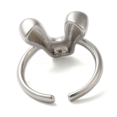 Initials Brass Open Cuff Ring for Women RJEW-N046-02V-P-1