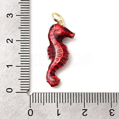 Brass Enamel Sea Animals Pendants KK-I378-14G-C-1