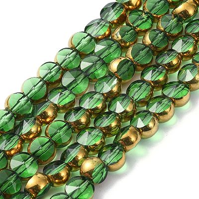 Half Plated Electroplate Transparent Glass Beads Strands EGLA-E060-02A-HP02-1