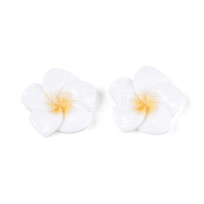 Plumeria Flower Opaque Resin Cabochons CRES-T025-30A-02-1