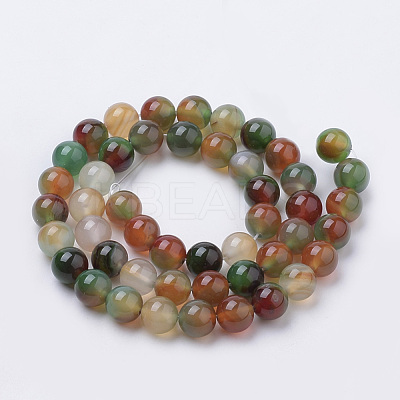 Natural Peacock Green Agate Beads Strands G-S259-16-12mm-1