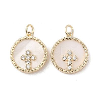Brass Pendants Pave Shell KK-L208-76G-1