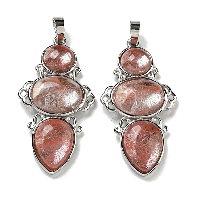 Cherry Quartz Glass Pendants G-Q158-04I-1