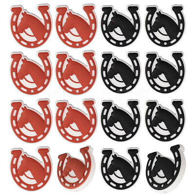 16Pcs 2 Colors Horse & Horseshoe Food Grade Eco-Friendly Silicone Focal Beads SIL-CA0002-92-1