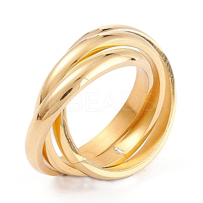 Ion Plating(IP) Unisex 304 Stainless Steel Finger Rings RJEW-K233-06D-G-1