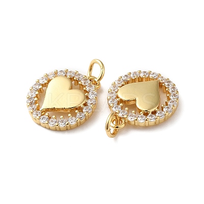 Rack Plating Brass Pave Cubic Zirconia Pendants KK-O142-32G-1