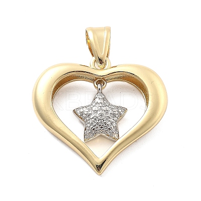 Rack Plating Brass with Cubic Zirconia Pendants KK-Q017-10D-G-1